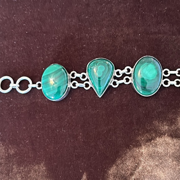 Vintage Green Malachite Sterling Silver Semi-precious gemstone length-8 1/2”🔥🔥 - Picture 4 of 9